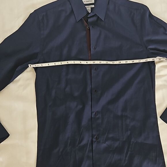Le Chateau Men's Tailored Fit Button-Down Long Sleeves Shirt 15-15.5 XS Navy Blu - Picture 9 of 16